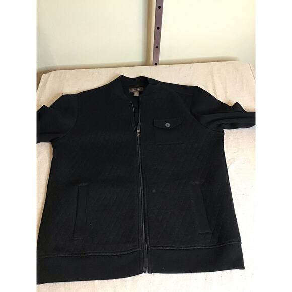 Tasso Elba Mens  Black Quilted Bomber Jacket  Sz. Medium EUC - Picture 4 of 11
